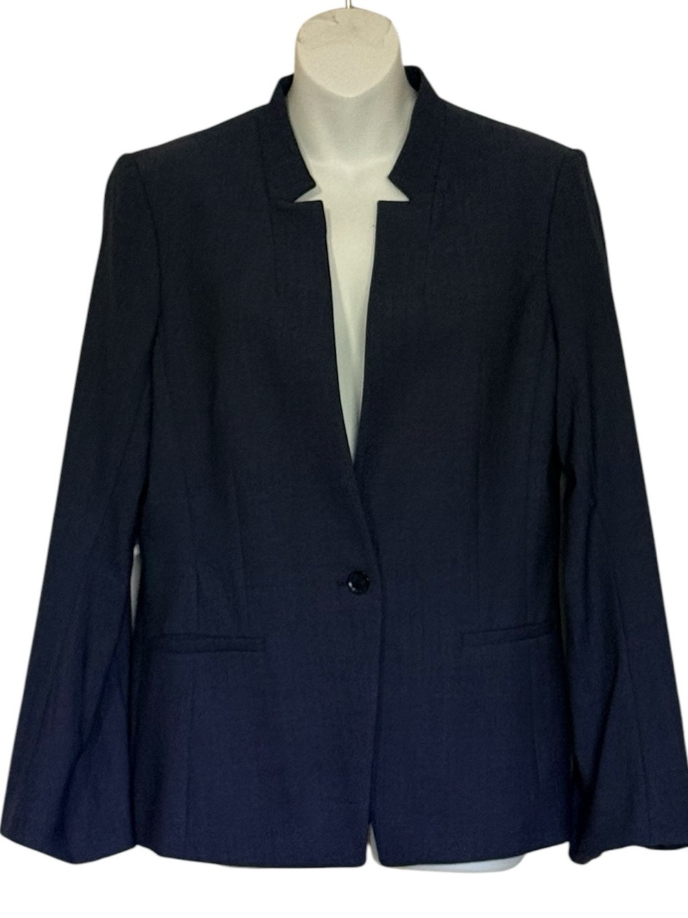 Banana Republic Long And Lean Wool Navy One-Button Women's Blazer Size 8